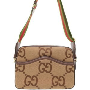 GUCCI Jumbo GG Web Stripe Messenger Crossbody Bag Brown